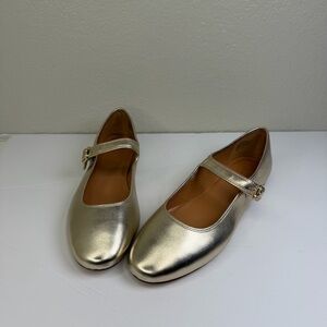 J. Crew Factory Women’s Gold Mary Jane Round Toe Ballet Flats Size 10